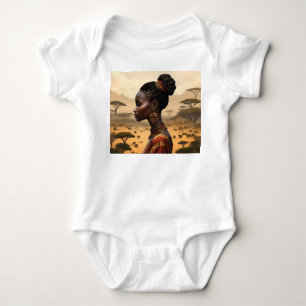 Body Femme Tribale Veillant Sur Son Paysage Africain,
