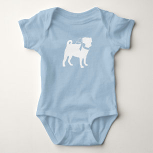 Body Fête de bébé garçon chien Pug Bleu avec noeud