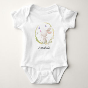 Body Fête de Naissance Minimaliste Lapin et Papillons