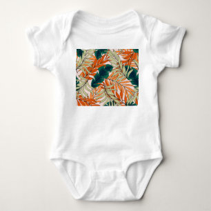 Body Feuille vert tropical beige, motif sans soudure.