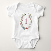 Body Fille 1er anniversaire Fleurs sauvages Wreath (Devant)