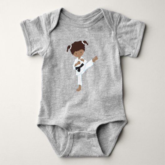 Body Fille afro-américaine, fille de karaté, ceinture n (Devant)