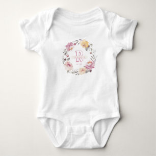 Body Fille fille en couronne fleurie monogramme personn