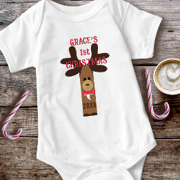 Body Fille mignonne premier Reindeer de Noël Bodysuit b