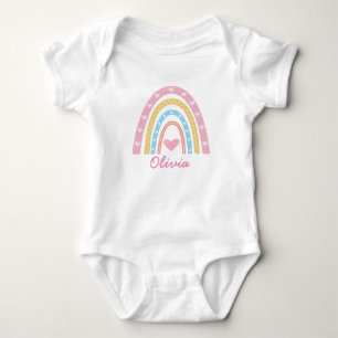 Body Fille Personnalisée Arc-en-ciel Bohème Rose Jaune