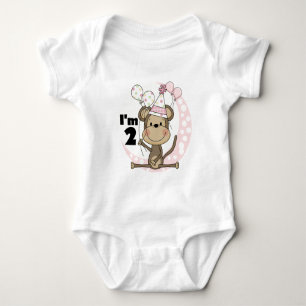 Body Fille singe en Casquette de fête 2e anniversaire