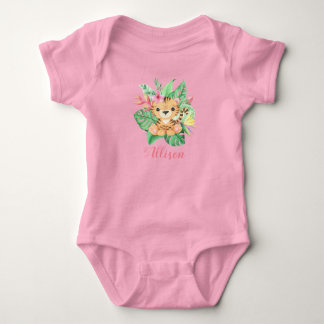 Body Filles Cute Tigre Personnalisé en Fleurs Tropicale