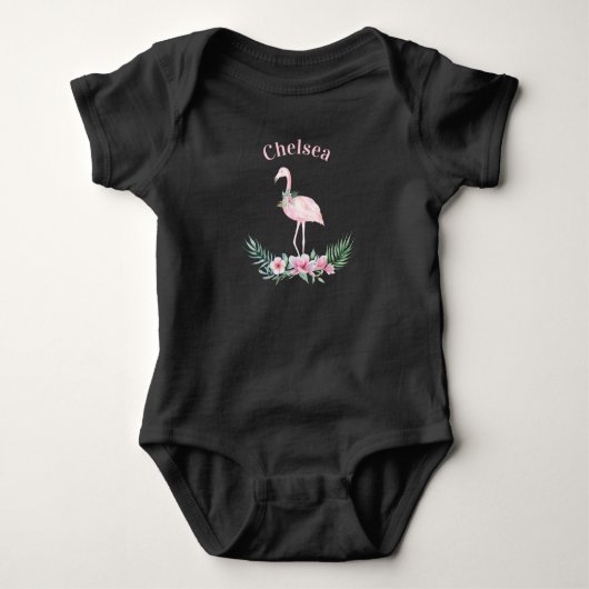 Body Filles frappantes Flamant rose rose Monogramme (Devant)