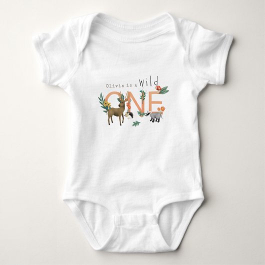 Body Filles mignonne Wild One Woodland 1er anniversaire (Devant)
