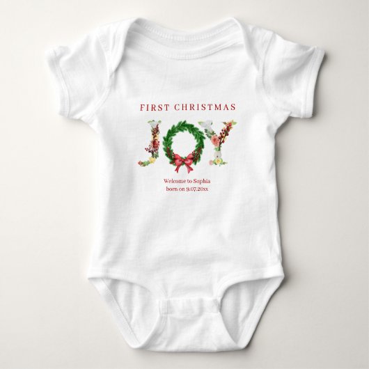 Body First Christmas cute joy red green personalized (Devant)