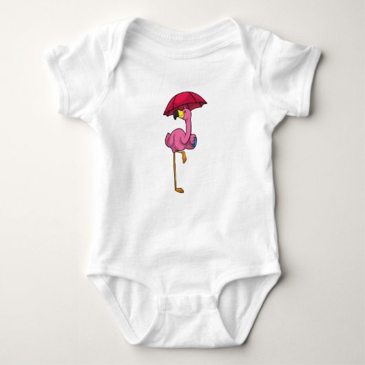 Body Flamant rose à la pluie avec parapluie (Devant)