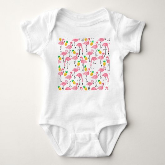 Body Flamant rose aquarelle et ananas : Ensemble tropic (Devant)