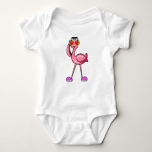 Body Flamant rose avec casque & Coeurs