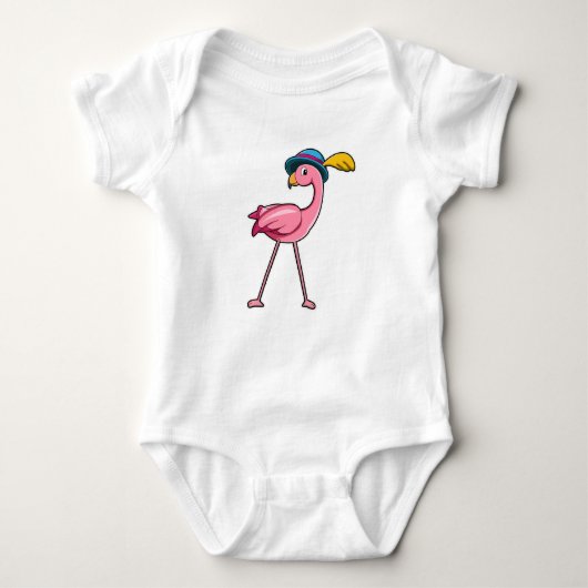 Body Flamant rose avec Casquette & Plume (Devant)