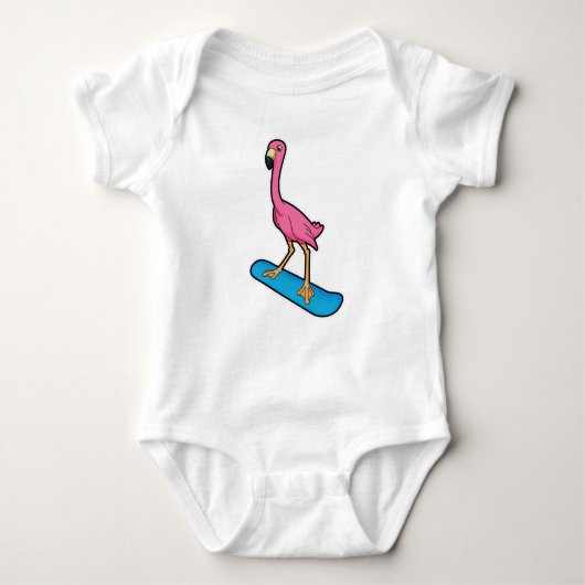 Body Flamant rose en Snowboard avec Snowbaord (Devant)