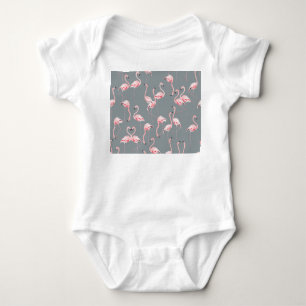 Body Flamant rose Grey : Vintage Motif sans couture.