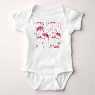 Body Flamant rose motif aquarelle, design dynamique.