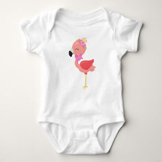 Body Flamant rose princesse, Fleurs, Joli flamant rose, (Devant)