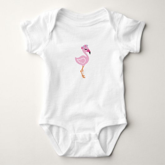 Body Flamant rose rose bébé fille rose flamingo (Devant)
