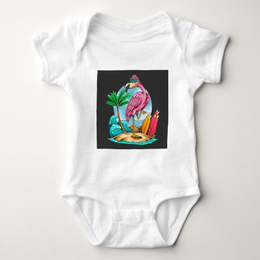 Body Flamant rose Surfin ! Bodysuit bébé (Devant)