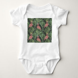 Body Flamants roses, motif vintage tropical.