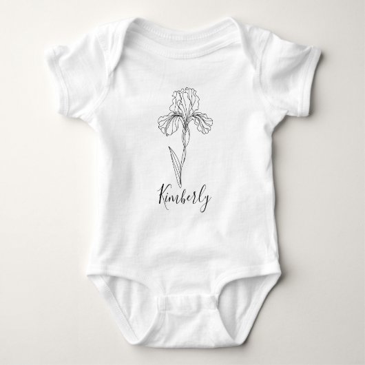 Body Fleur de naissance personnalisée février iris (Devant)