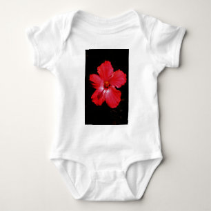 Body Fleur d'Hibiscus rouge rose chaud sur noir