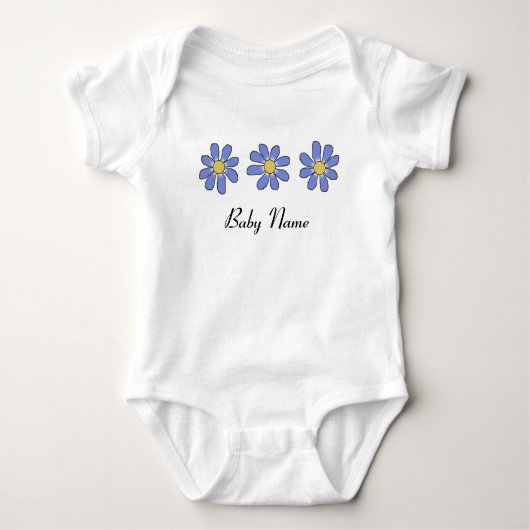 Body Fleurs bleues douces avec le nom fait sur commande (Devant)