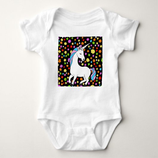 Body Fleurs et Coeurs Unicorne colorés adorables (Devant)