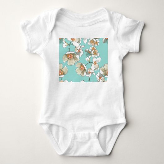 Body Fleurs Jasmin : Aquarelle Turquoise clair (Devant)