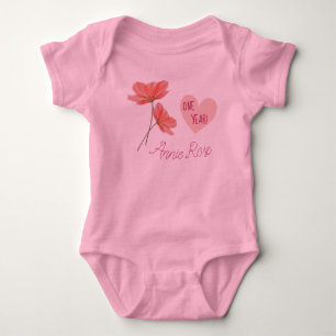 Body Fleurs mignonnes et filles personnalisables 1 an A