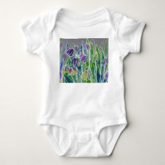 Body Fleurs printanières, herbes, bordure transparente 