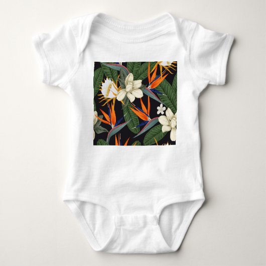 Body Fleurs tropicales, arrière - plan foncé, sans cout (Devant)