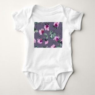 Body Fleurs violettes : motif aquarellé.