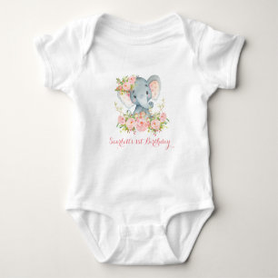 Body Floral Girl Elephant Bodysuit 1er anniversaire