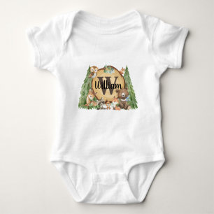 Body Forêt Bois animal Monogramme bébé garçon