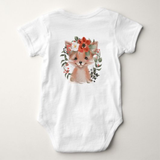Body Fox mignon de bébé de région boisée d'aquarelle (Dos)