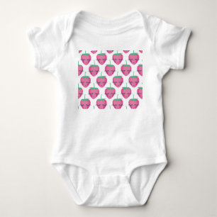 Body Fraises endormies souriantes, motif mignon.