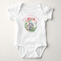Fun Elephant OMG si mignon Fleurs de texte rose fi