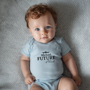 Body Futur pilote d'avion bleu personnalisé pour bébé g