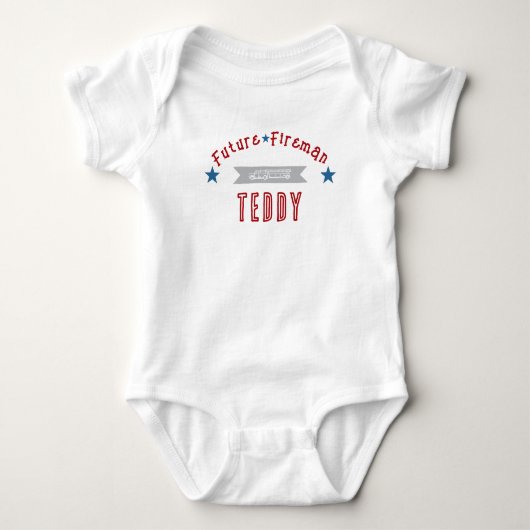 Body Futur pompier rouge et bleu bébé Onesy (Devant)