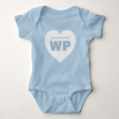 Body Garçon Blue Heart Monogramme Naissance Tenue Bleue (Devant)