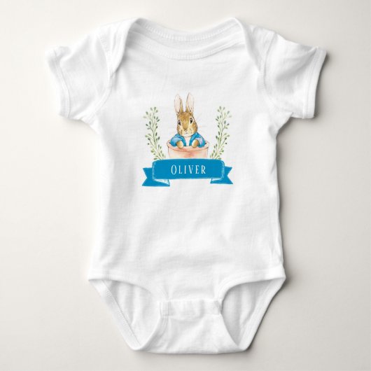 Body Garçon Peter Rabbit Bleu Custom Baby Bodysuit (Devant)