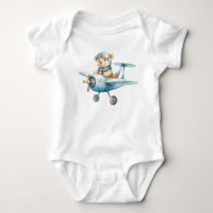 Body Garçons Pilotes Ours Bleu Mignons Heureux