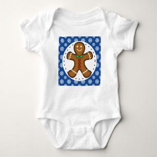 Body Gingerbread Man on Blue White Snowflakes