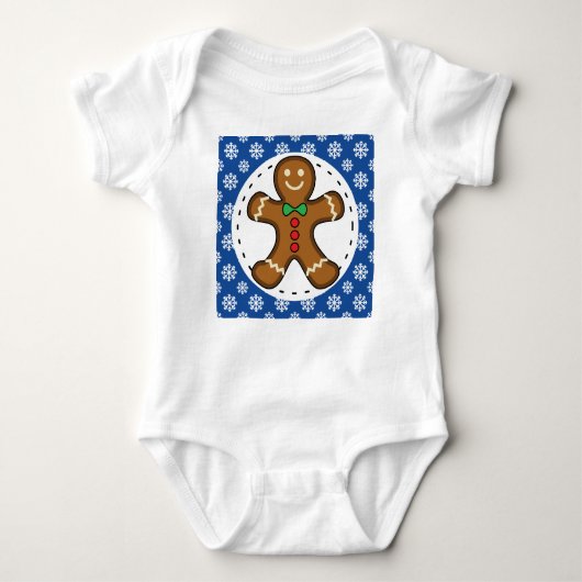 Body Gingerbread Man on Blue White Snowflakes (Devant)