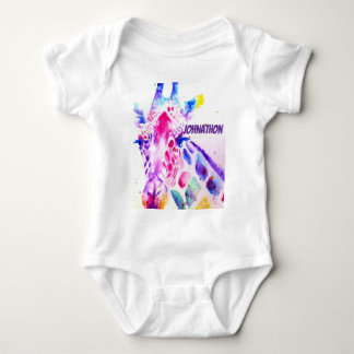 Body Girafe Art Aquarelle Violet Mignon Animal de Zoo