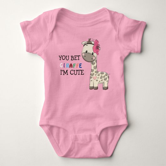 Body Girafe fille rose personnalisée (Devant)
