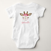 Body Girafe Fleurie Rose Doré Personnalisée Féminine (Dos)