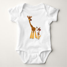 Giraffe et bébé de veau en caricature